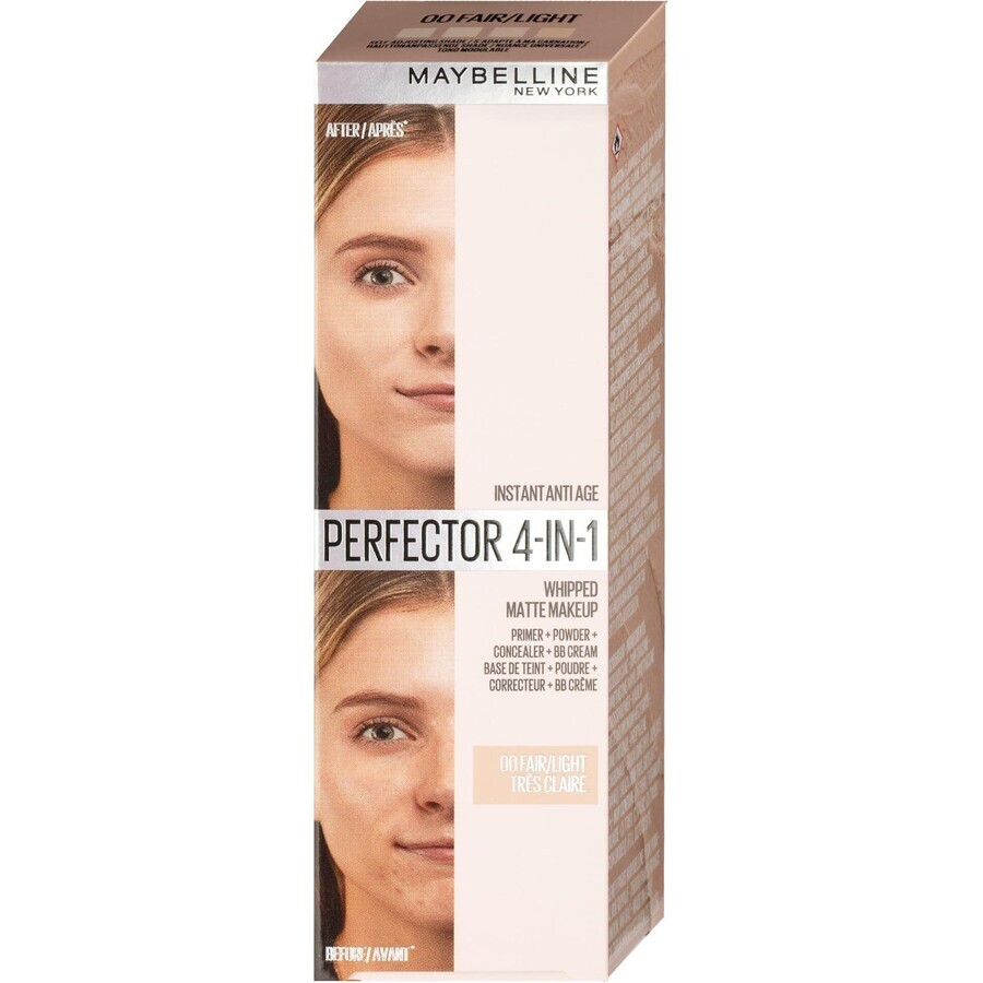 Maybelline New York Perfezionatore Istantaneo Trucco Opacizzante 4in1, 00 Fair 30 ml