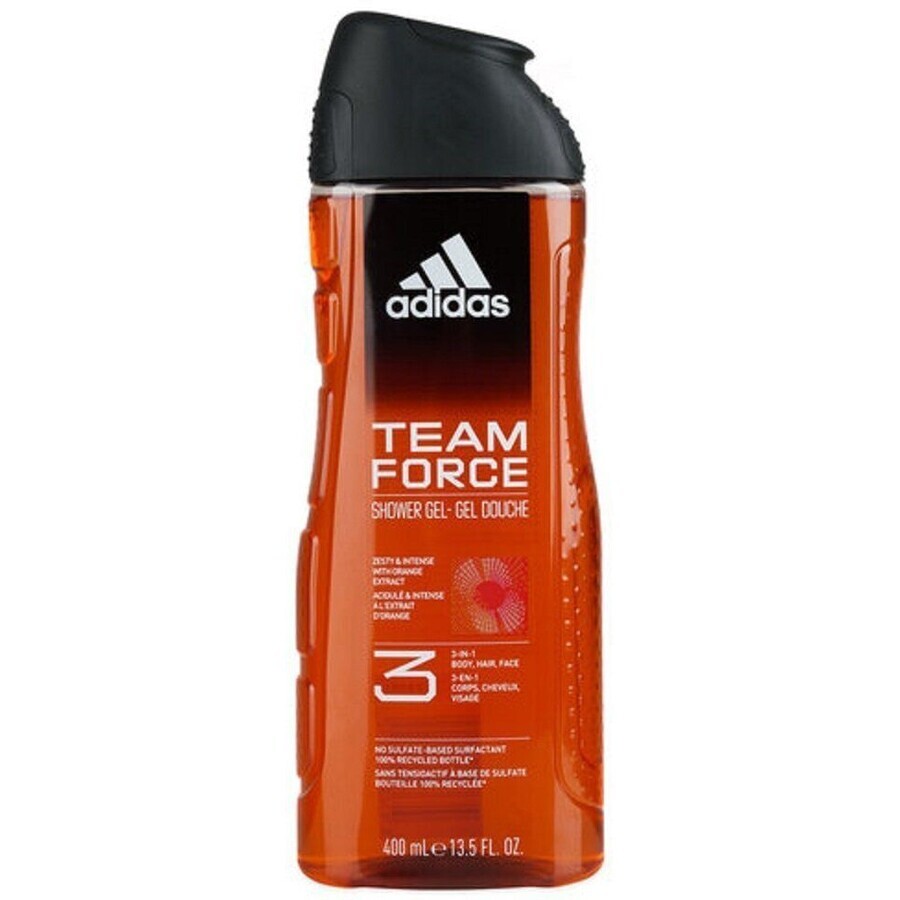 Adidas Team Force 3in1 gel doccia per corpo, capelli e viso per uomo 400 ml