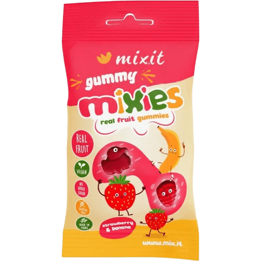 Mixit Gummy Mixies - Fragole e banane - caramelle gommose naturali 35 g