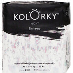 Kolorky NIGHT Unicorns, XL (12-16 kg), Organic disposable night diapers 17 pieces