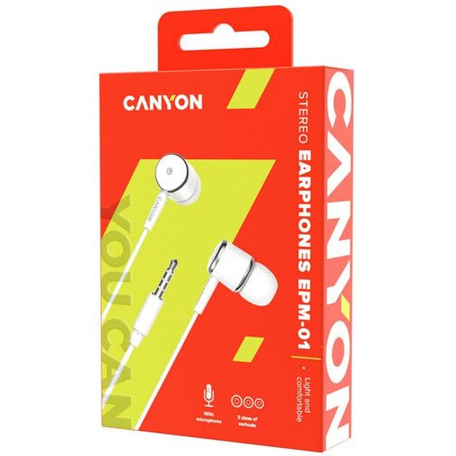 Canyon EPM-1 cuffie stereo, auricolari, bianco