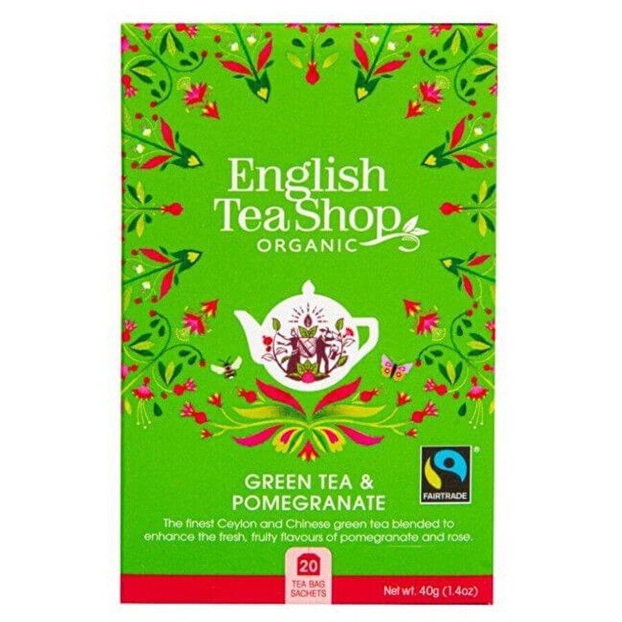 English Tea Shop Tè verde biologico al melograno 20 x 2 g