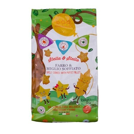 Biscotti vegani per bambini con farro e miglio ecologico, 250 g, Sottolestelle