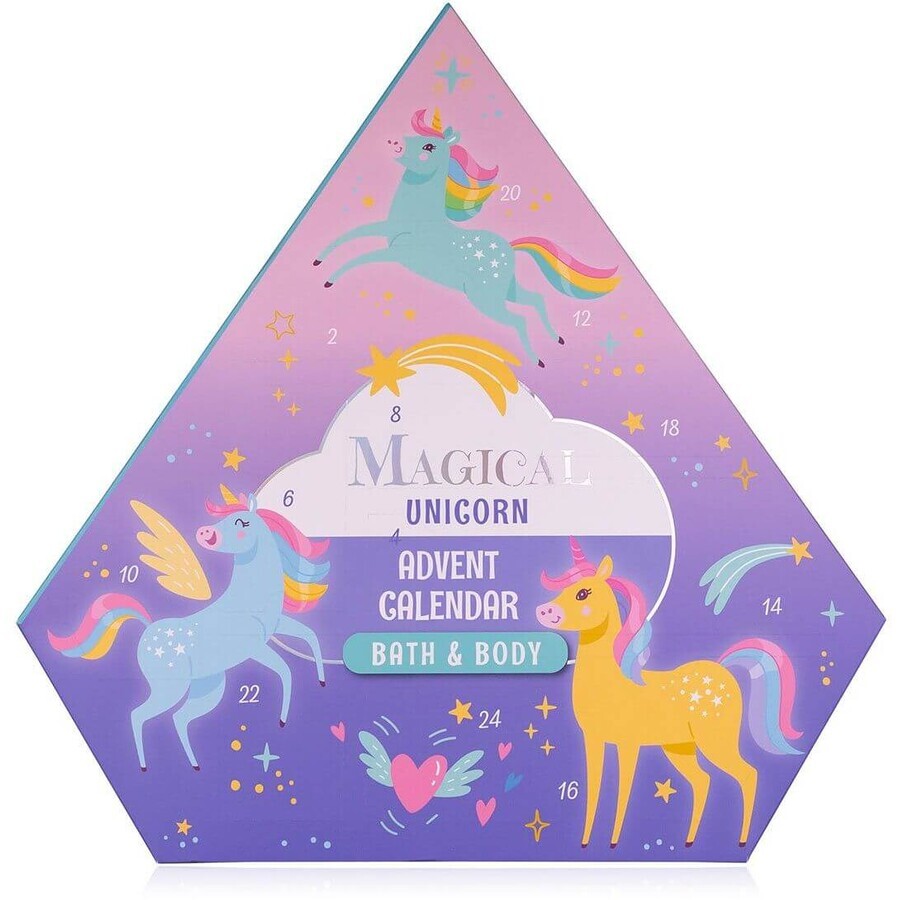 Calendario dell'Avvento Accentra Magic Unicorn and Mermaid in scatola a forma di diamante (bifacciale), 24 sorprese