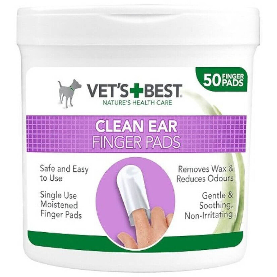 Vet's best Clean Ear Finger Pads Panno per la pulizia - Ear Finger Pads per cani 50 pz.