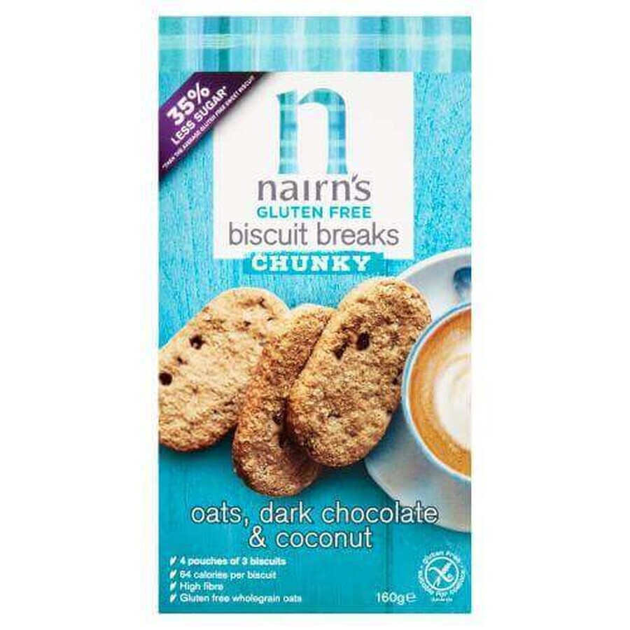 Gluten-free whole oat biscuits with dark chocolate 160 g, Nairns