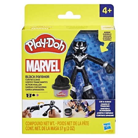 Black Panther Marvel figura flessibile con accessori, 10 cm, +4 anni, Play Doh