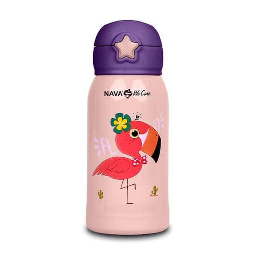 Sticla termoizolanta We care, Roz cu Flamingo, 500 ml, Nava