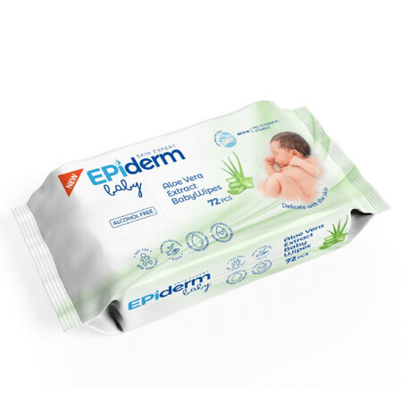 Salviette umidificate per bambini con Aloe Vera, 72 pezzi, Epiderm