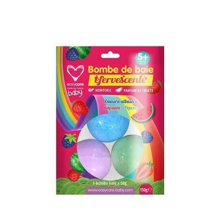 Bombe da bagno effervescenti per bambini, 3 pezzi, Easycare