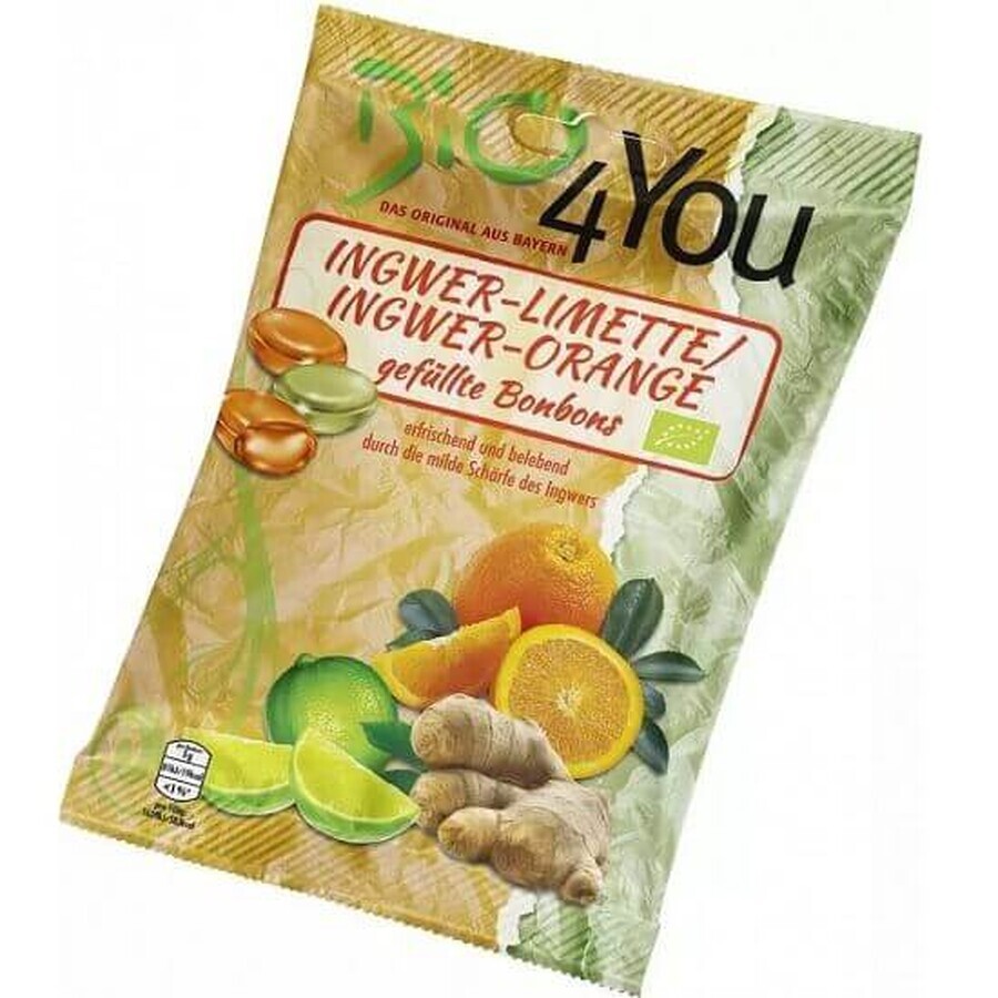 Caramelle al lime, zenzero e arancia, 75 gr, Bio4You