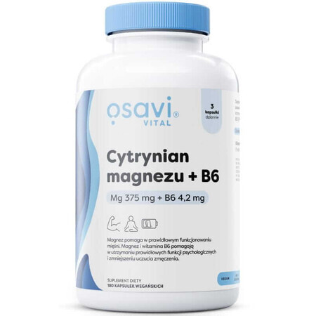 Citrato de magnesio Osavi 375 mg + B6 4,2 mg - 180 cápsulas