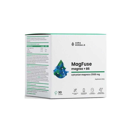 MagFuse - Magneziu + B6 - pliculețe 30 buc Aura Herbals