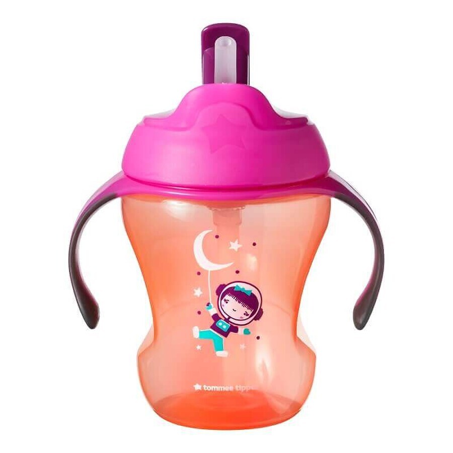 Explora bicchiere con cannuccia easy drink, rosa/arancione, 6 mesi+, 230 ml, Tommee Tippee