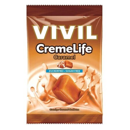 Caramelle senza zucchero al gusto di caramello Creme Life, 110 g, Vivil