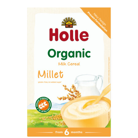 Cereali con latte e miglio senza glutine, +6 mesi, 250 g, Holle Baby Food