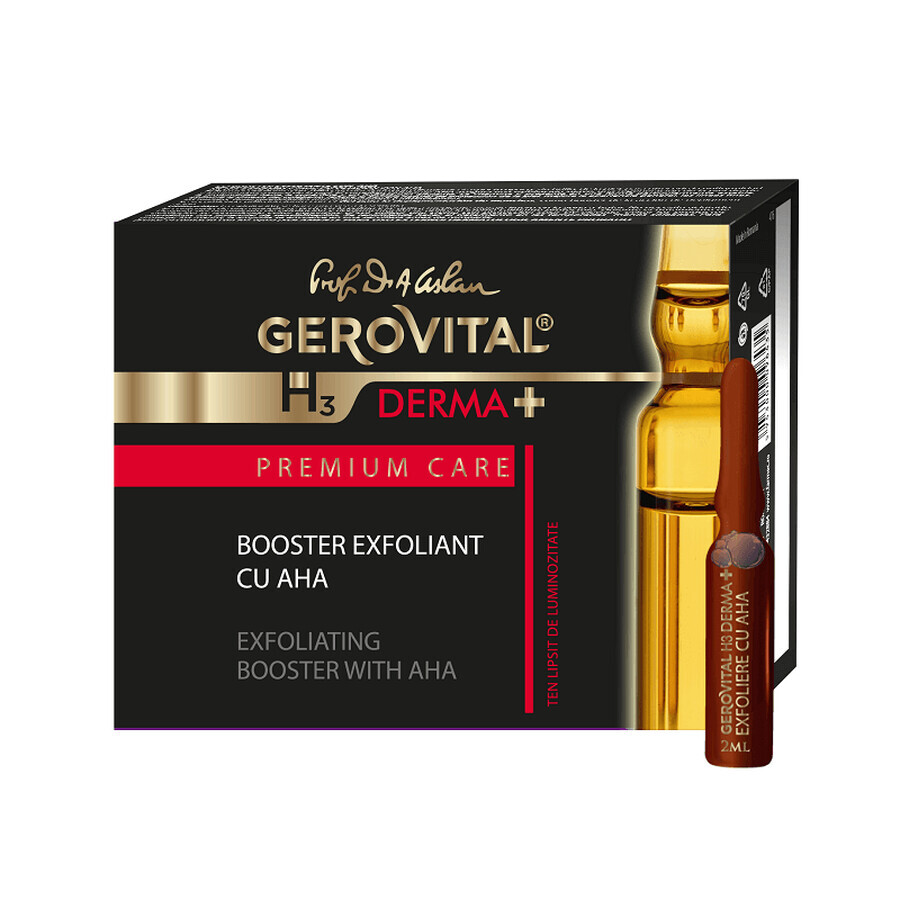 Booster esfoliante con AHA Gerovital H3 Derma+ Premium Care, 4 fiale, Charmec