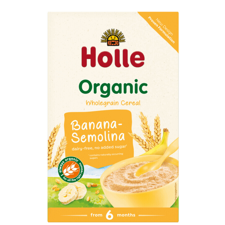 Cereali ecologici con banane e semolino, +6 mesi, 250 g, Holle Baby Food