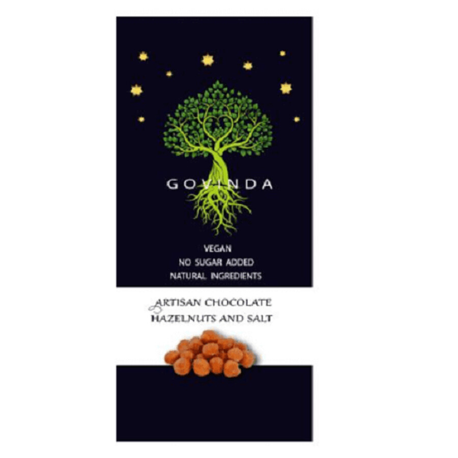 Artisan vegan chocolate with hazelnuts and salt, 100 g, Govinda