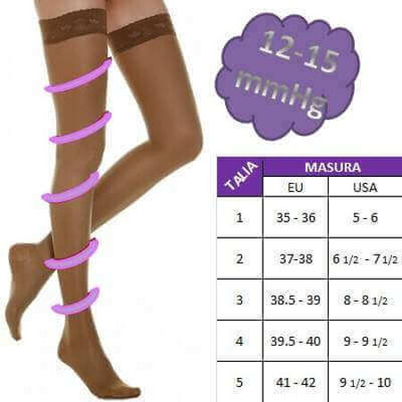 Medical compression stockings with band 12-15mmHg Sahara, No. 1, LadyGloria