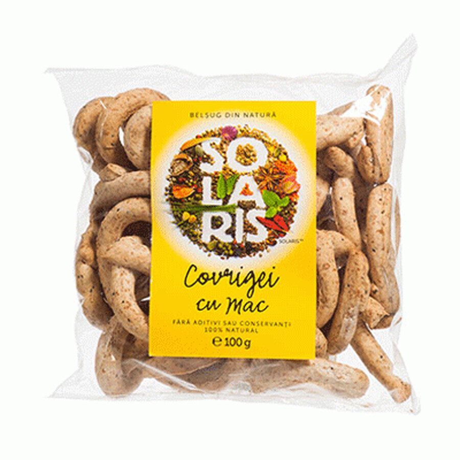 Wholemeal and poppy seed pretzels, 100 g, Solaris