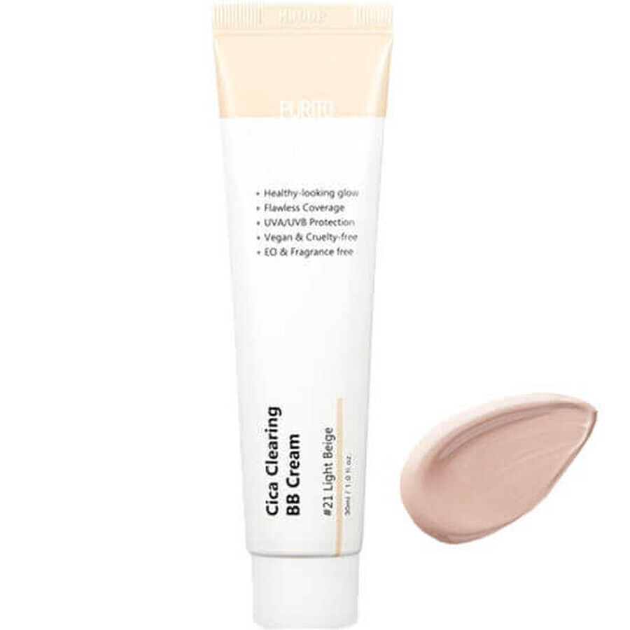 Crema colorante viso BB Cream 21 Light Beige Cica Clearing, 30 ml, Purito