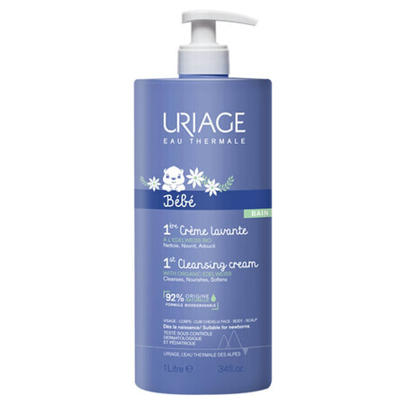 Uriage Bébé - 1ere Crème Lavante Crema Detergente Senza Sapone, 1000ml