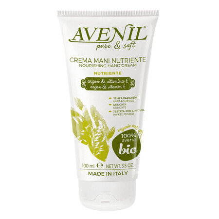 Crema mani nutriente con argan, vitamina E e avena, 100 ml, Avenil