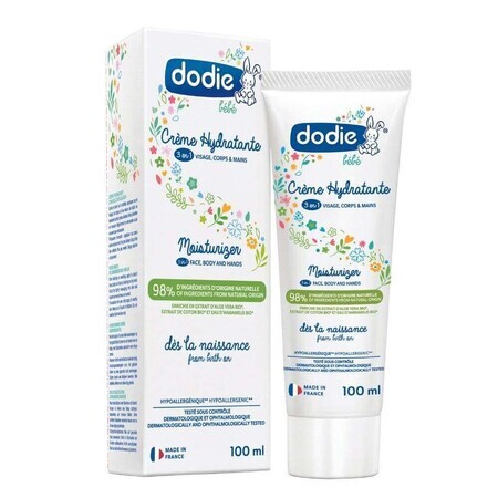 Crema idratante 3 in 1 per viso, corpo e mani, 100 ml, Dodie