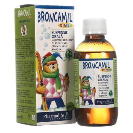 Broncamil Bimbi suspensión oral con extractos de hierbas y aceites esenciales, 200 ml, Pharmalife