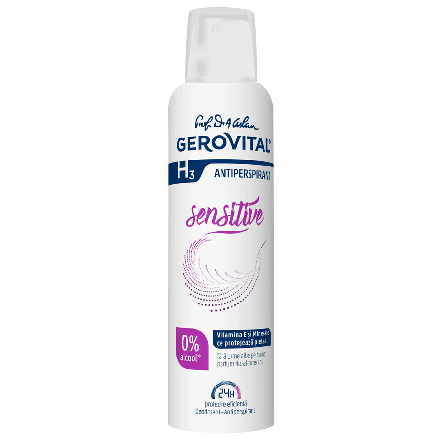 Deodorante Antiperspirante Sensitive, Gerovital H3 Antiperspirante, 150 ml, Farmec