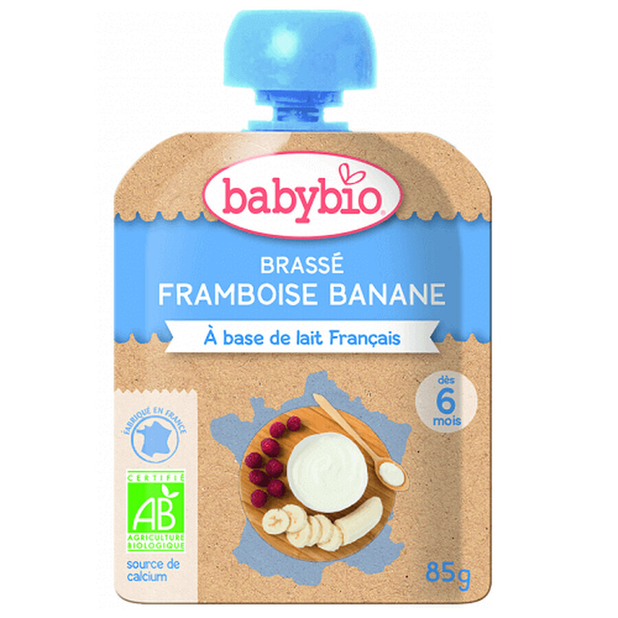 Dessert bio di lamponi, banane e yogurt, +6 mesi, 85 g, BabyBio