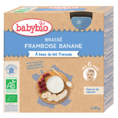 Dolce bio a base di lamponi, banane e yogurt, +6 mesi, 4 x 85 g, BabyBio