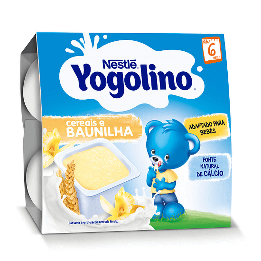 Postre gris con leche y vainilla Yogolino, +6 meses, 4x 100g, Nestlé