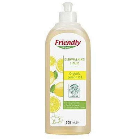 Detersivo per piatti al gusto di limone, 500 ml, Friendly Organic