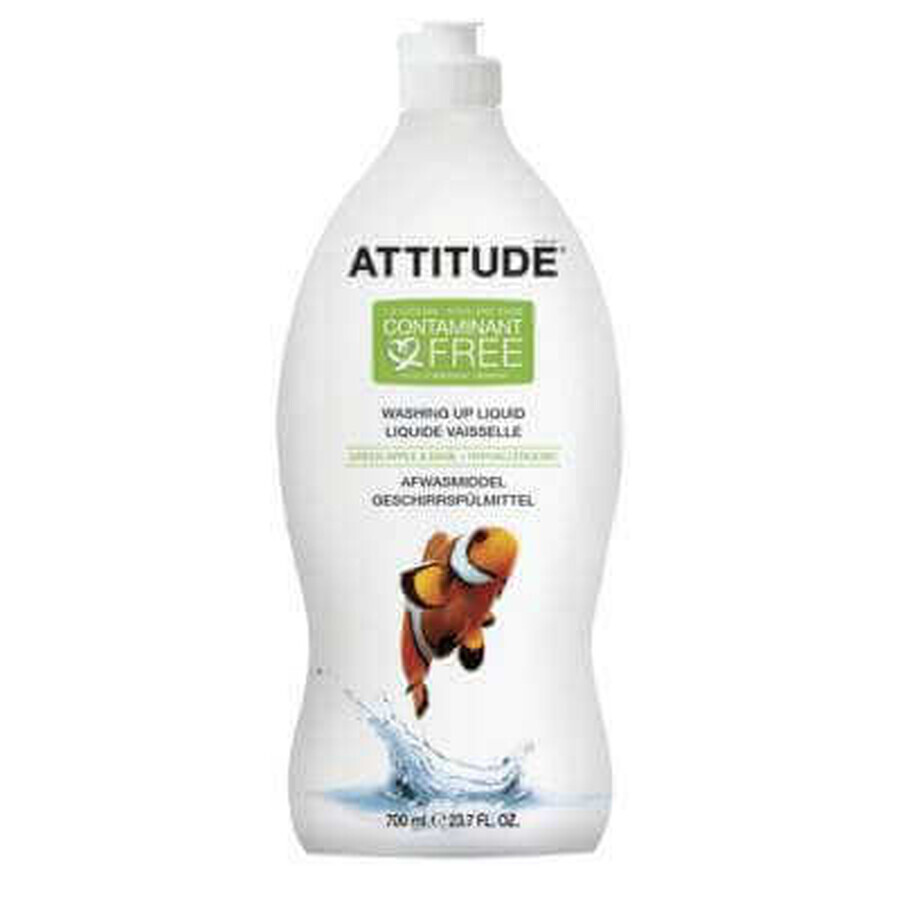 Liquid dishwashing liquid with green apple and basil, 700 ml, Attitude