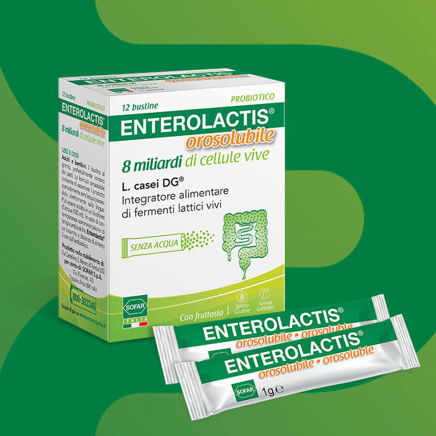 Enterolactis 8 mld., Probiotico, 12 bustine orosolubili, Sofar