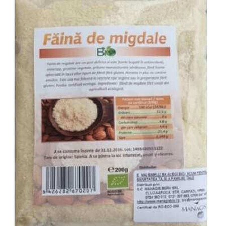 Farina di mandorle bianche bio, 200 g, Managis