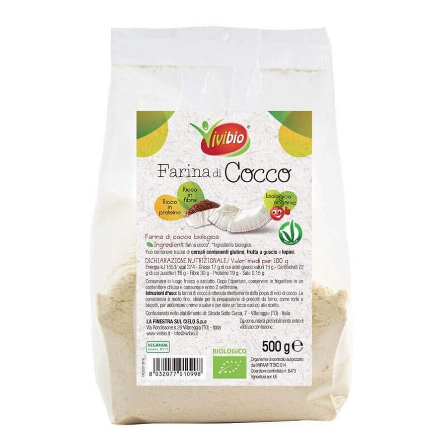 Farina di cocco, 500 g, Vivibio