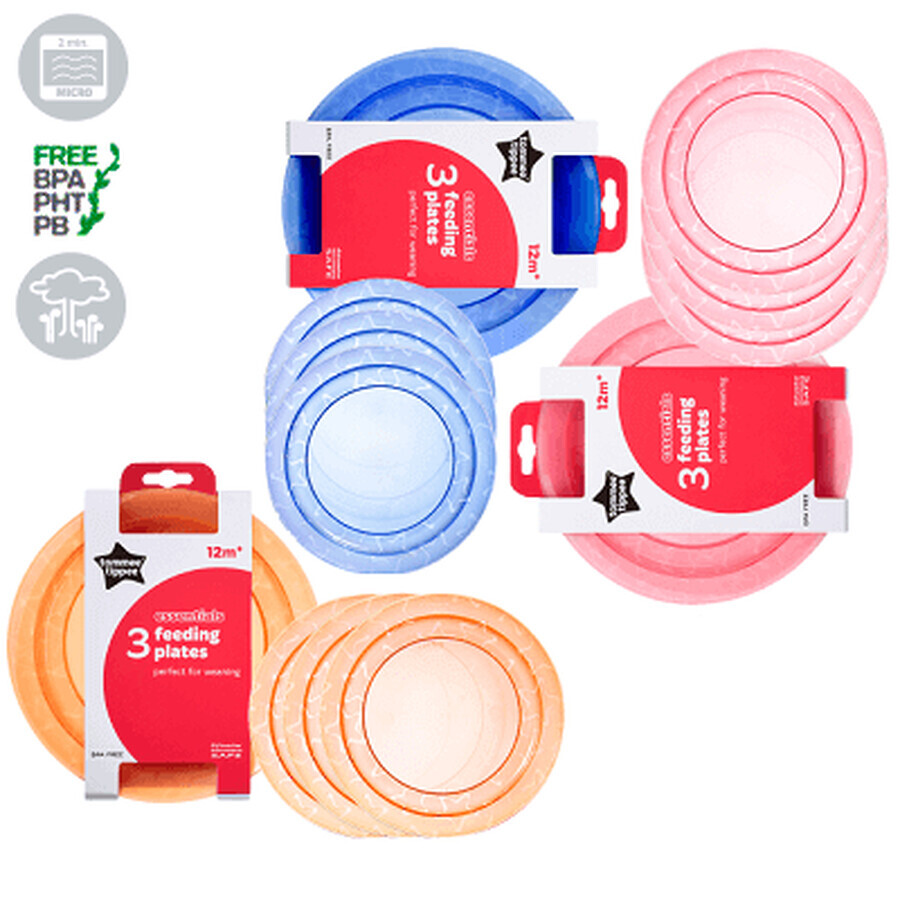 Essentials plates +12 months, 3 pieces, Tommee Tippee