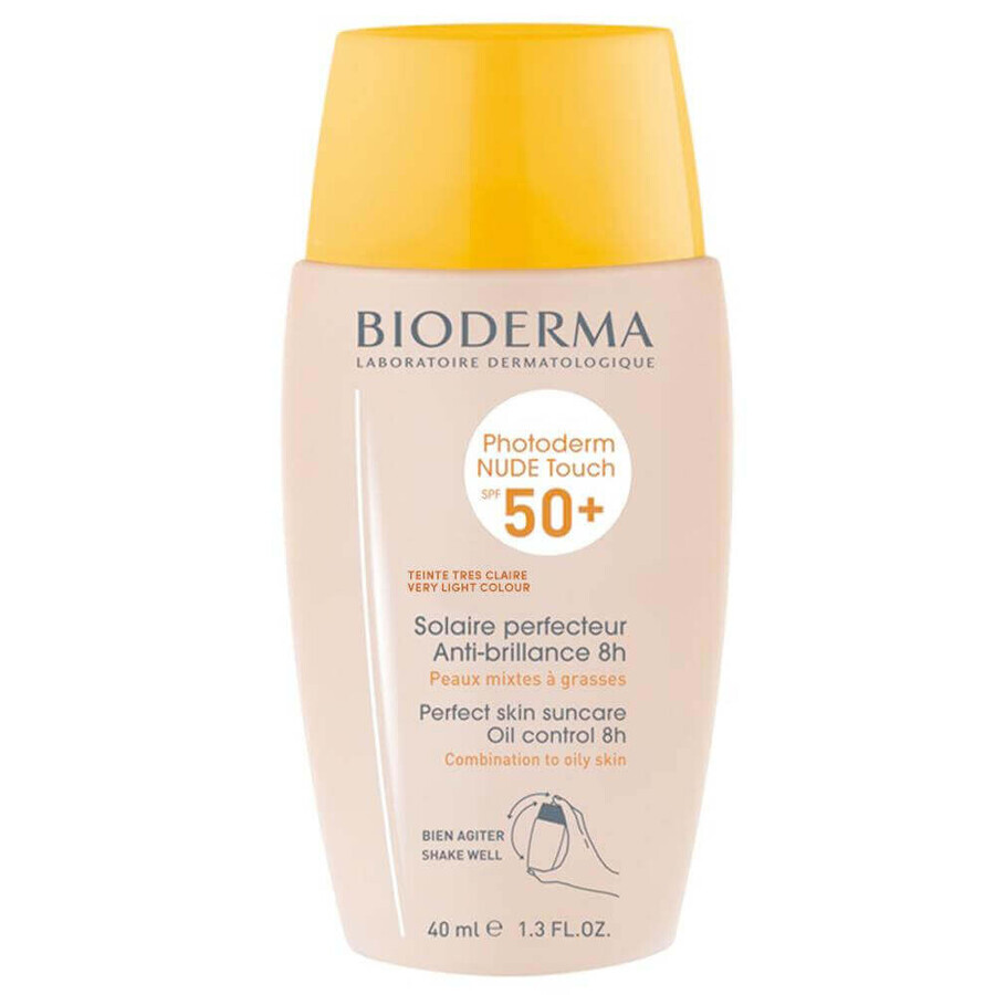 Flüssige Creme für Mischhaut und fettige Haut SPF 50+ Very Light Photoderm Nude Touch, 40 ml, Bioderma