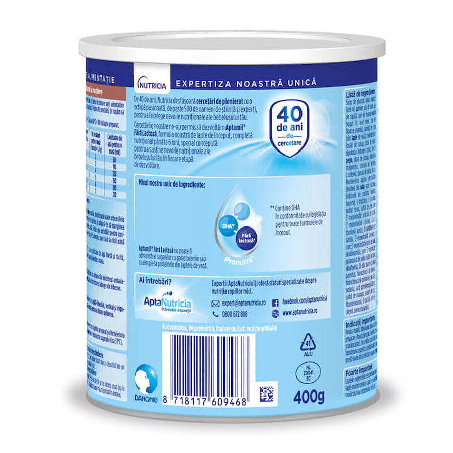 Lactose-Free starter milk formula, 400 g, Aptamil