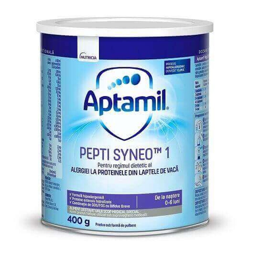 Formula di latte di partenza Aptamil Pepti Syneo 1, 0-6 mesi, 400 g, Aptamil