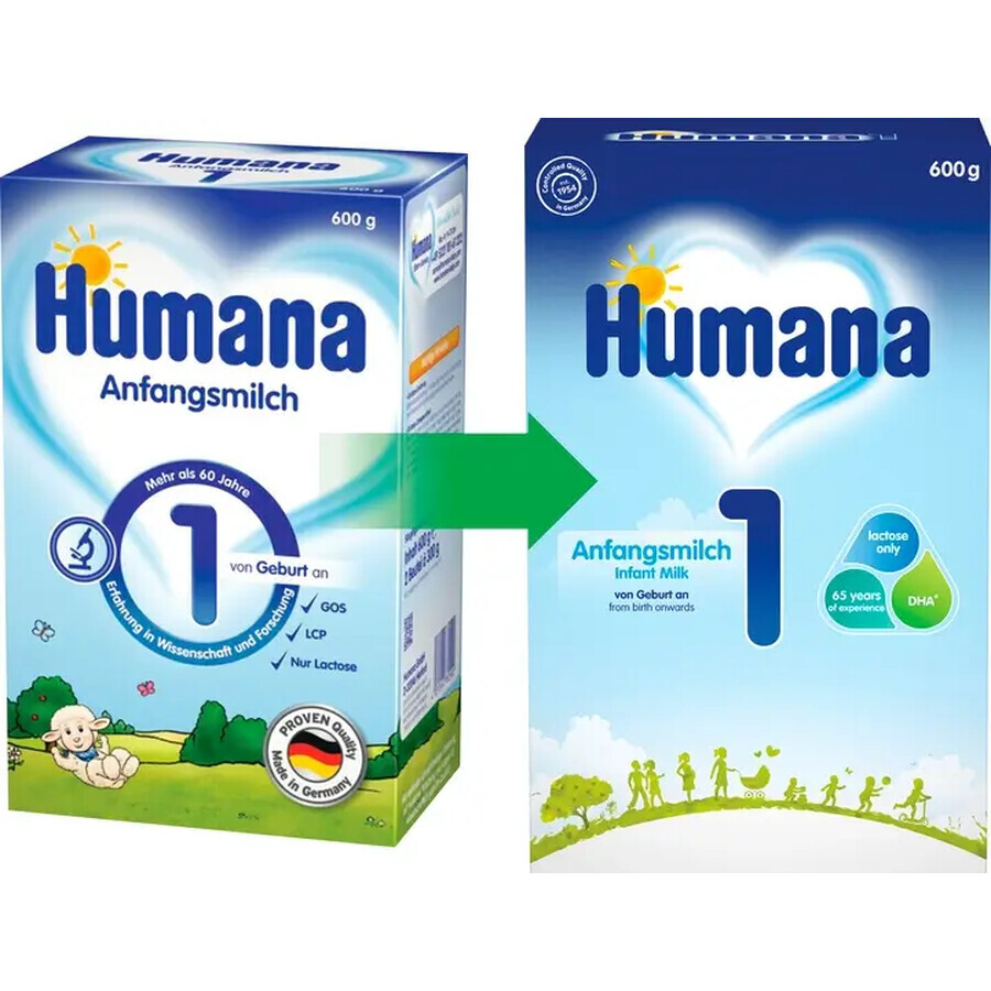 Milk powder formula 1 DHA, +0 months, 600 g, Humana