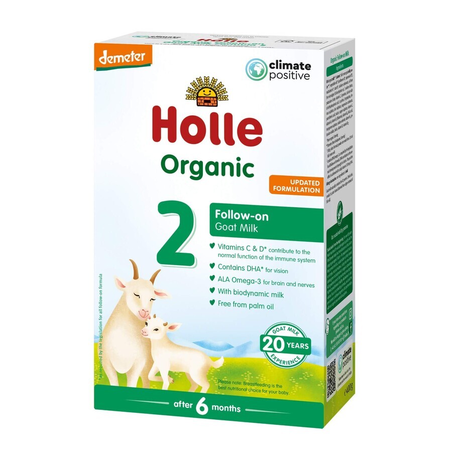 Ziegenmilchpulver Formel Bio 2, +6 Monate, 400 g, Holle Babynahrung