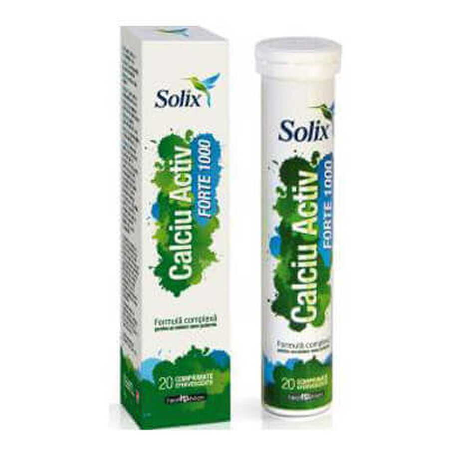 Calciu Activ Forte 1000 Solix, 20 compresse effervescenti, Health Advisors 