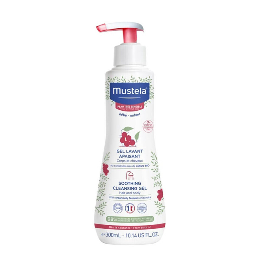 Mustela Gel Detergente Lenitivo Corpo Capelli Bambini Pelle Ipersensibile, 300ml