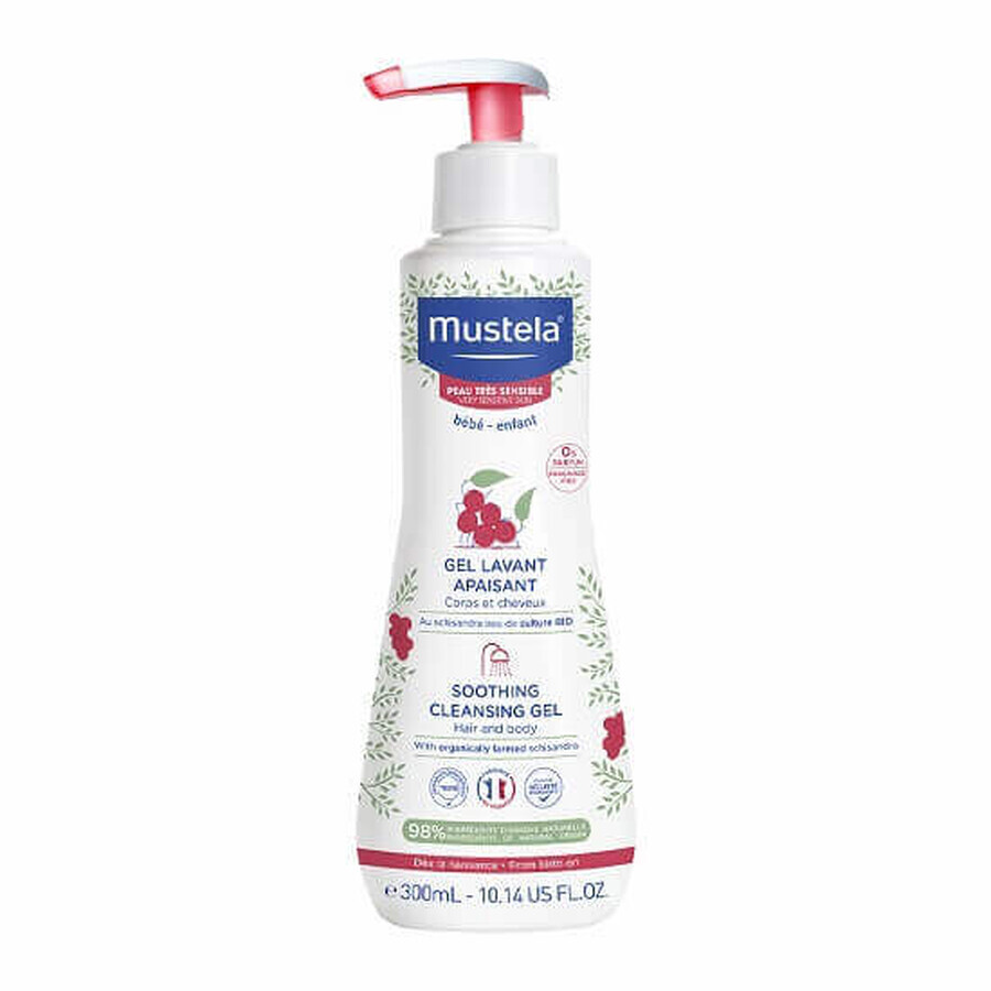 Mustela Gel Detergente Lenitivo Corpo Capelli Bambini Pelle Ipersensibile, 300ml