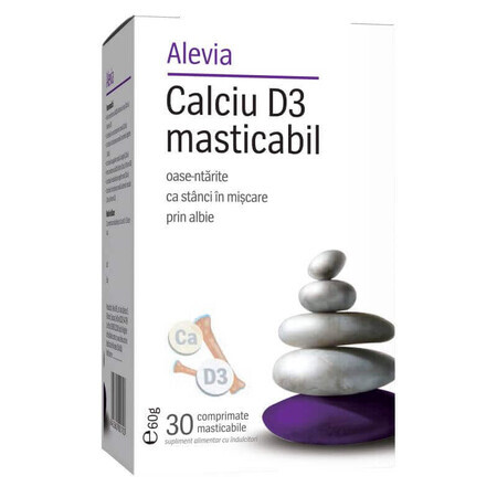 Calciu D3 masticabil, 30 comprimate, Alevia