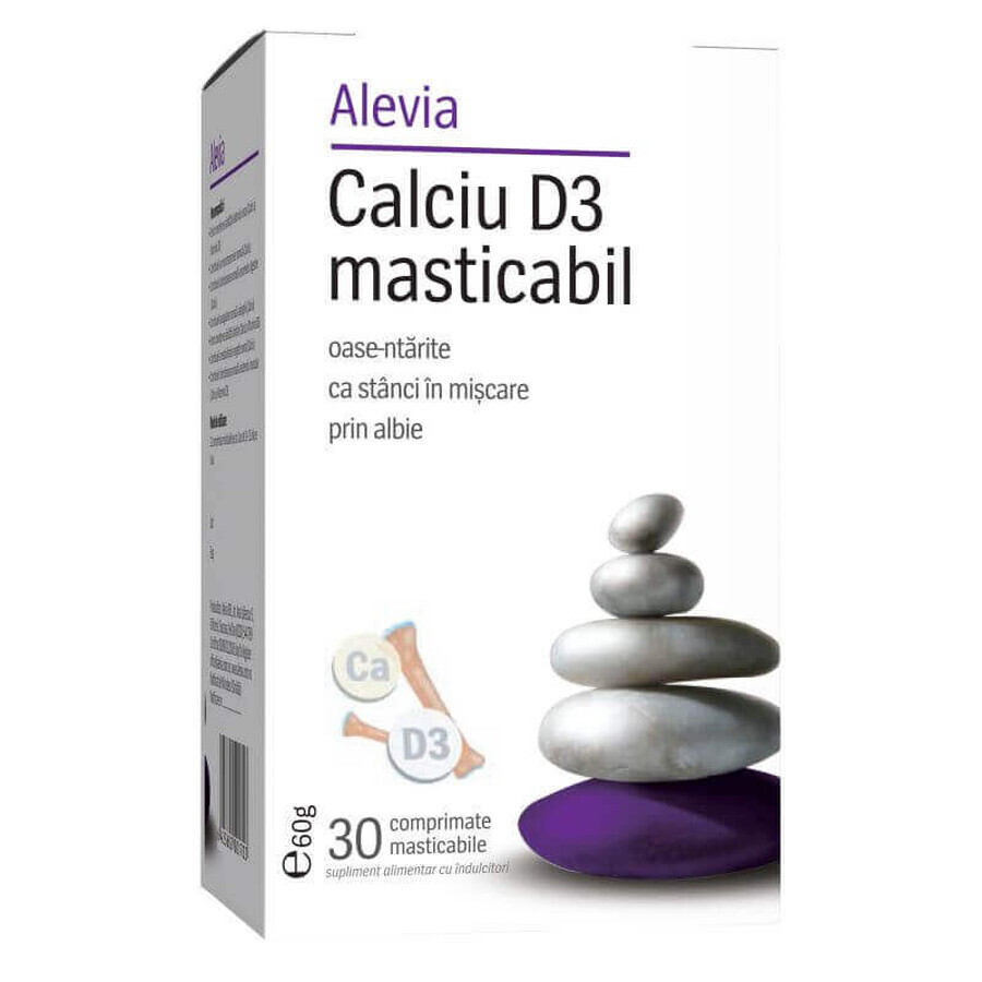 Calciu D3 masticabil, 30 comprimate, Alevia